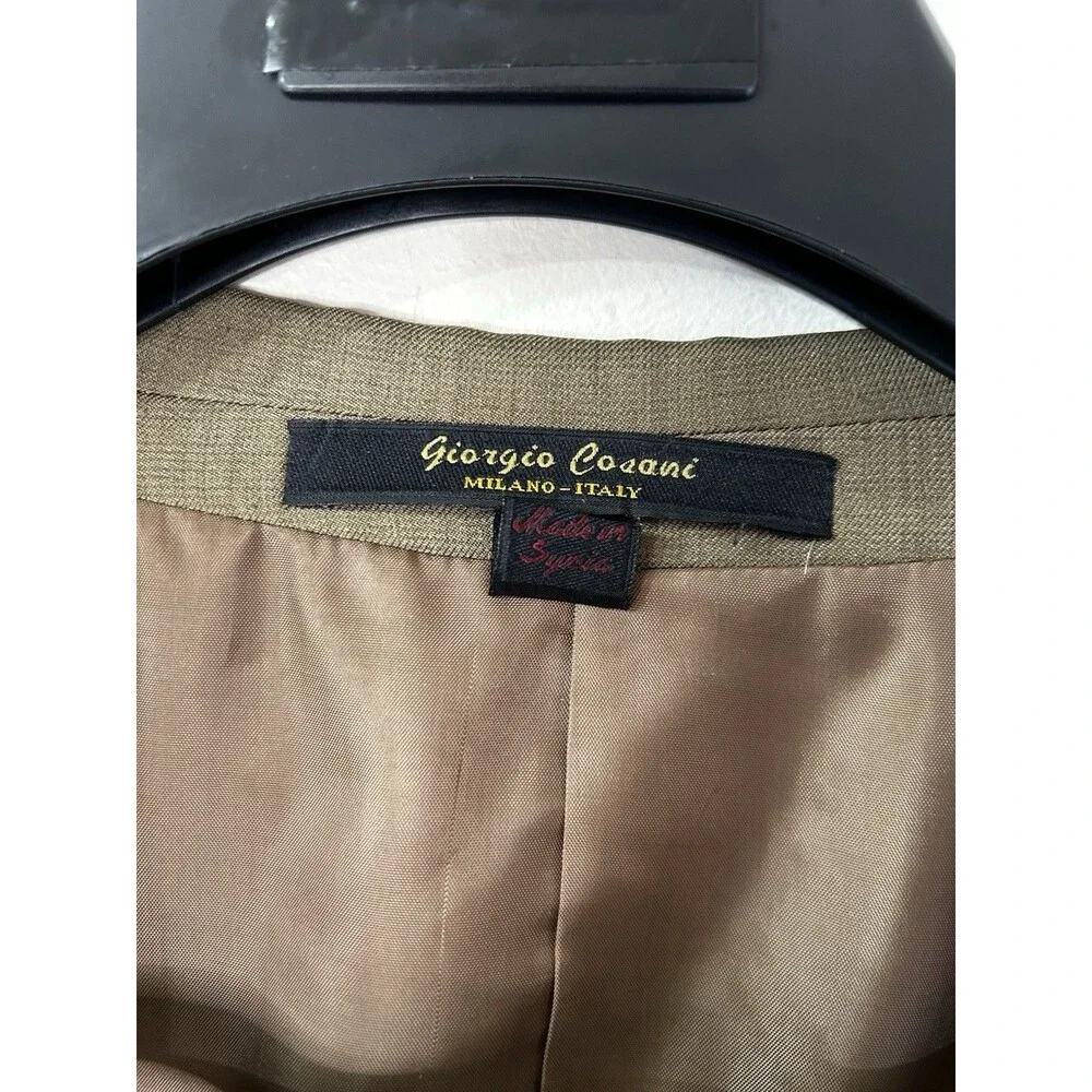 Giorgio Cosani Beige Solid Blazer Jacket 44R Single-Breasted 3-Button Vintage